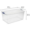 thumbnail image 4 of Sterilite 105 Quart Latch Box, Clear Plastic Storage Bin with Clear Lid, Blue, 4 Count, 4 of 8