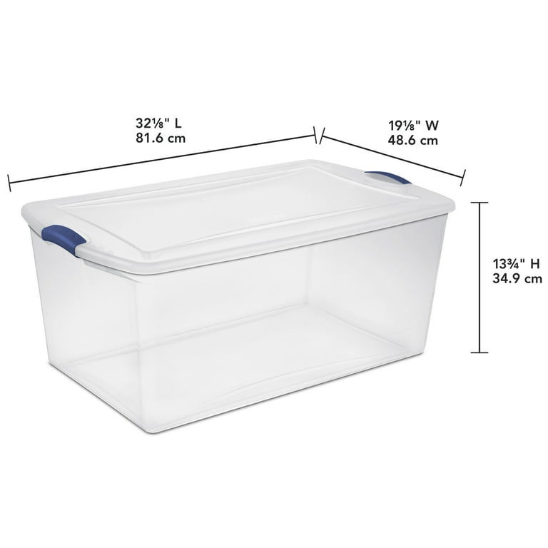 Sterilite 105 Qt Clear Storage Bin with Latch Lid - Blue, 4 Pack photo 2