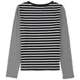 thumbnail image 2 of Camiseta básica a rayas Rebecca Taylor para mujer color negro talla XS, 2 of 2