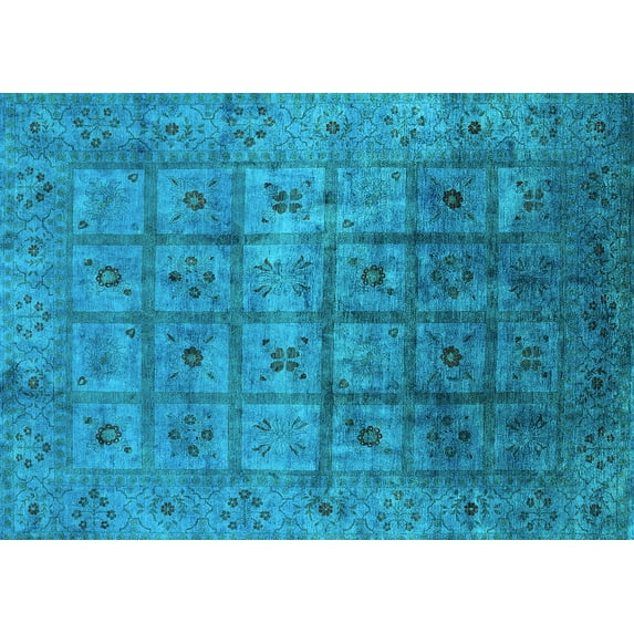 Ahgly Company Indoor Rectangle Oriental Light Blue Industrial Area Rugs, 7' x 10'