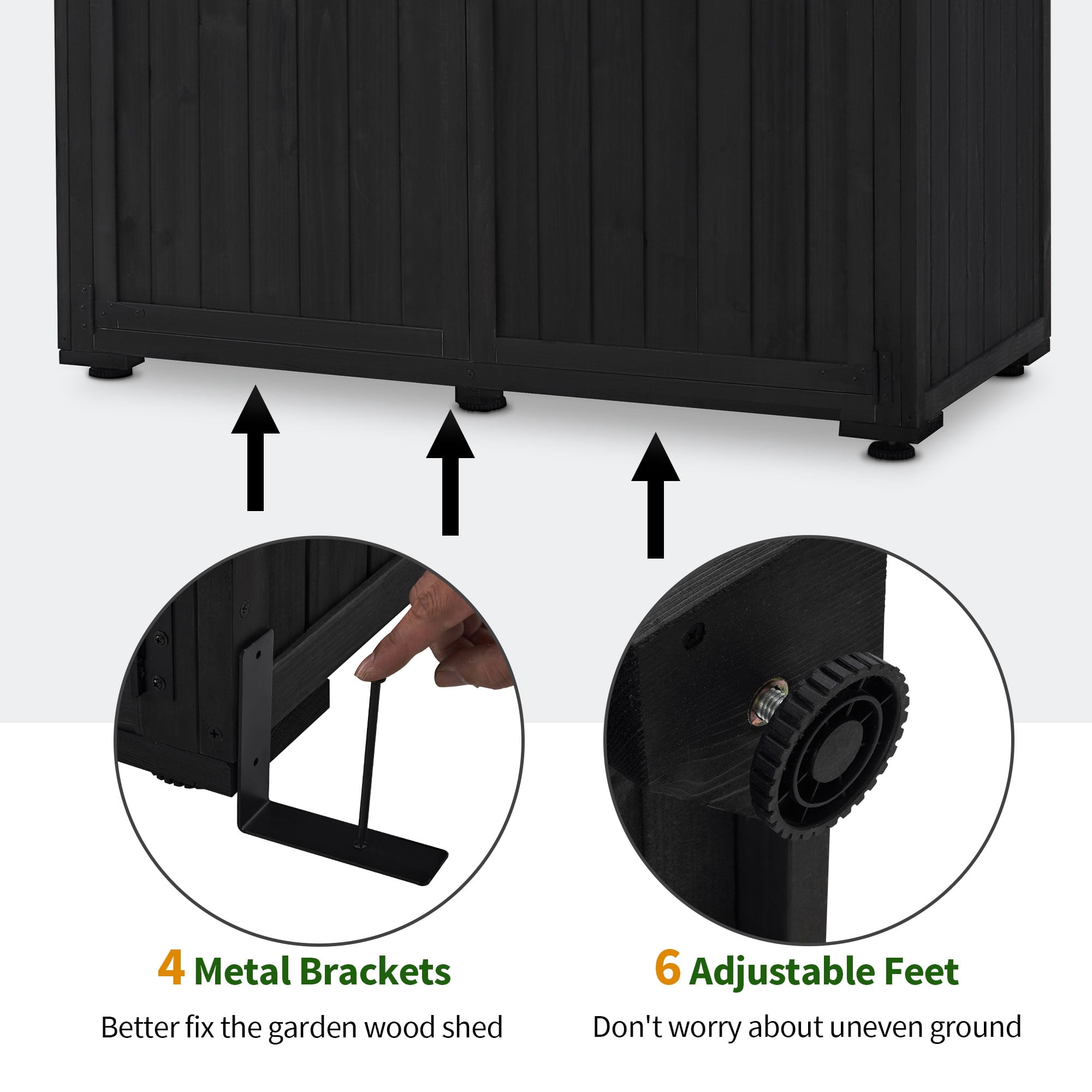 MCombo Wood Large Outdoor Storage Tool Shed (46.9" x 22.4" x 66") 1911 (Black)