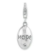 Sterling Silver CZ Rhodium-plated 3-D Hope w/Lobster Clasp Charm QCC990