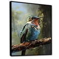 thumbnail image 2 of Designart "Radiant Beauty of Blue and Green Hummingbird" Animals Framed Wall Art - Traditional Blue Hummingbird Living Room Framed Canvas Art, 2 of 6