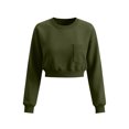 thumbnail image 5 of VBVC Women's Crew Neck Cropped Sweatshirt , Stretchy Long Sleeve Pullover For Women , Ladies' Drop Shoulder Top with Pockets, S-2XL, 5 of 9