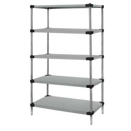 

Solid 5-Shelf Starter Units - Stainless Steel 21 x 72 x 74 in.