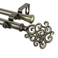 thumbnail image 3 of 13/16" Dia Adjustable 66-120 inch Double Curtain Rod with Goldie Finials - Antique Brass,(4771-664), 3 of 3