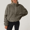 thumbnail image 5 of BRDFRL Women Sherpa Pullover Half Zip Fuzzy Fleece Oversized Sweatshirt Long Sleeve Plush Quarter Zip Pullover with Pocket Dark Gray S, 5 of 8