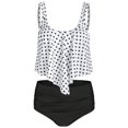 thumbnail image 1 of Women 2Pcs Padded Ruffle Strappy Crop Tops High Waist Bikini Set Swimsuit Swimwear Summer, 1 of 2