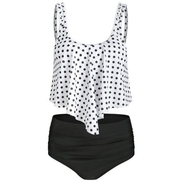 Women 2Pcs Padded Ruffle Strappy Crop Tops High Waist Bikini Set Swimsuit Swimwear Summer