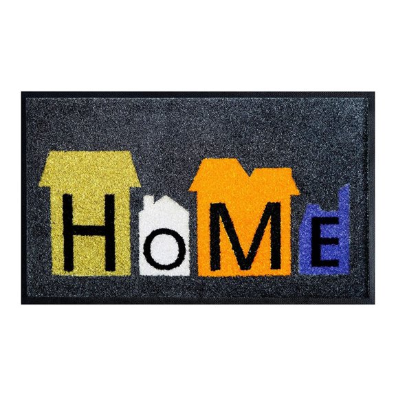 JeashCHAT Home Door Mat , Colored Houses Printing Welcome Mat, Front Door Mat for Outdoor Entrance, Rubber Backing Non Slip Indoor Door Mat for Entryway(30 X 18in)