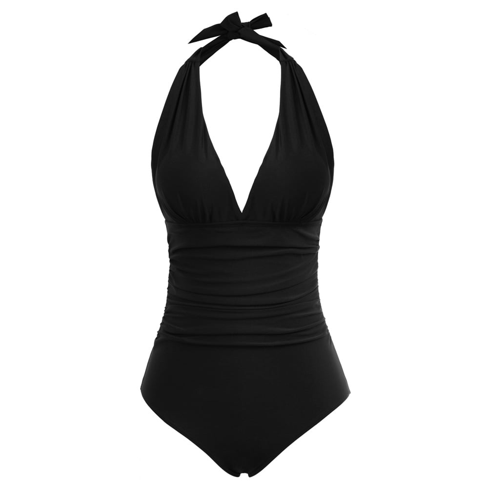 Zexxxy Sexy Women's Plunge Deep V Neck One-Piece Bathing Suit Halter ...