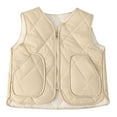 thumbnail image 2 of ZHOGXU Big Girls Boys Vest Jacket With Pocket Sleeveless Zipper Solid Color Plush Warm Lightweight Comfortable Coat For Fall Winter Daily Wear White 13-14 Years, 2 of 9