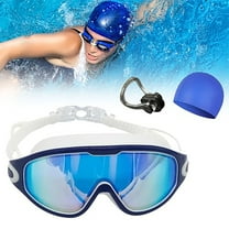 Blueek Kids Swim Goggles with Anti-Fog UV Protection, Leak-Proof Panoramic View Adjustable Silicone Strap for Indoor Outdoor Swimming