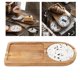 thumbnail image 3 of Bandeja de madera para servir, plato de madera de acacia con posavasos de cerámica, platos para ensalada, tabla A, 3 of 9