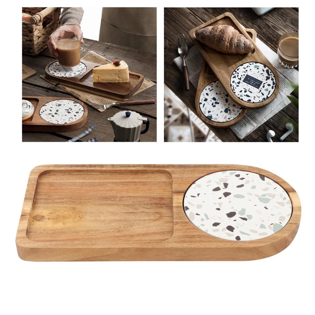 Bandeja de servir Perfecl con posavasos de cerámica 28x13x2.1cm
