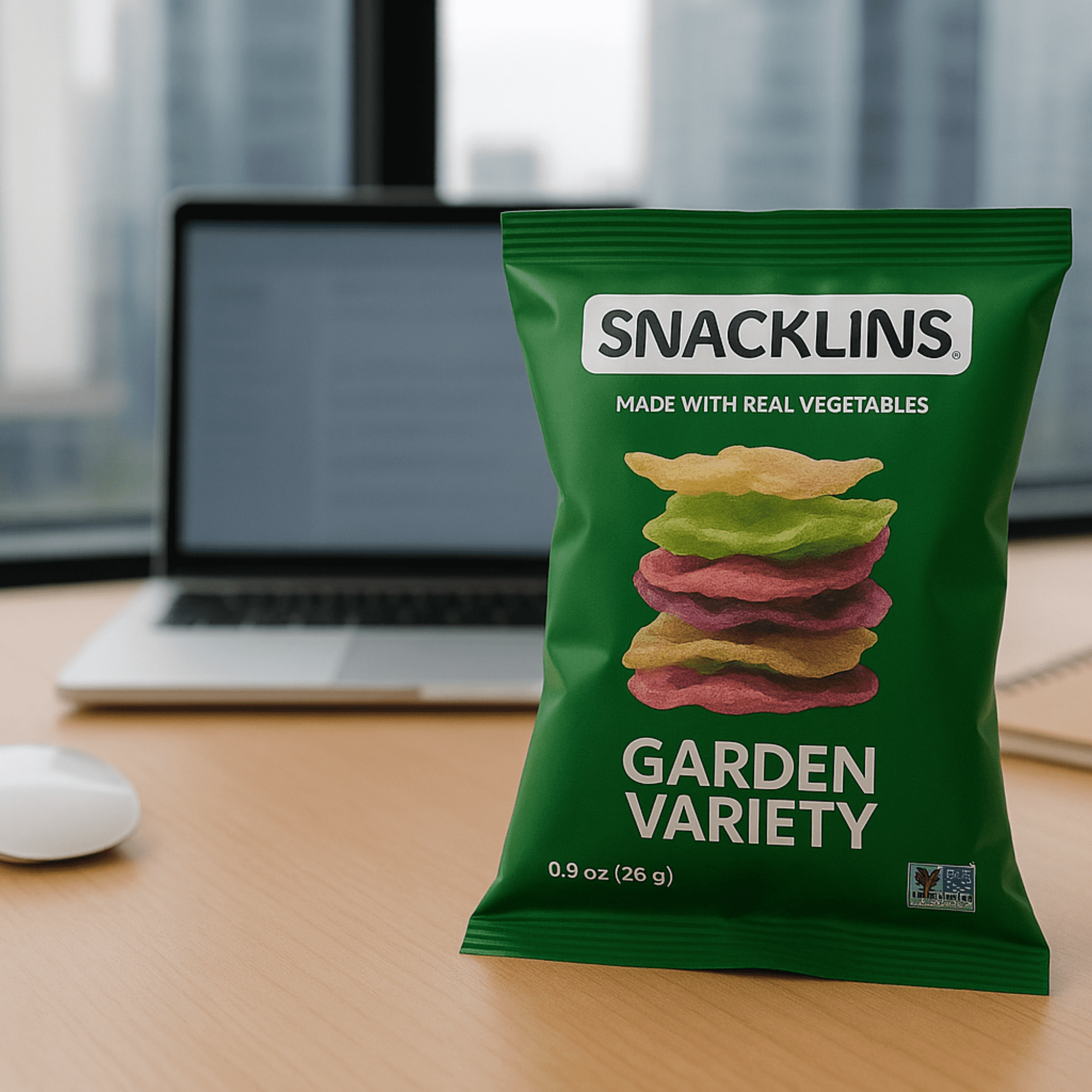 SNACKLINS Plant Based Crisps GARDEN Variety - Gluten Free, Grain Free, 100% Kosher, Vegan Healthy Snacks, Crunchy Puffed Snack, Just 90 Calories Per Bag - .9oz Bag (12 Pack)