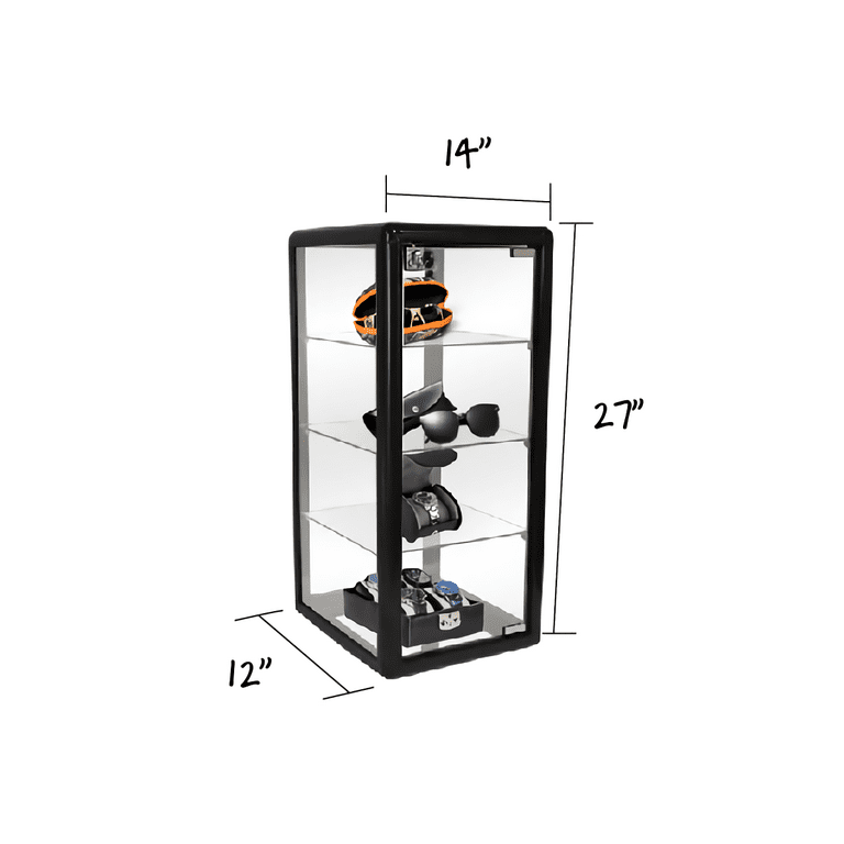 Vertical Glass Display Case with Anodized Aluminum Frame ~ 14 x 12 x 27