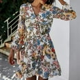 thumbnail image 4 of Dress, Women Long Puff Sleeve Floral Print Spring Waist Tight Mini for Party, 4 of 8