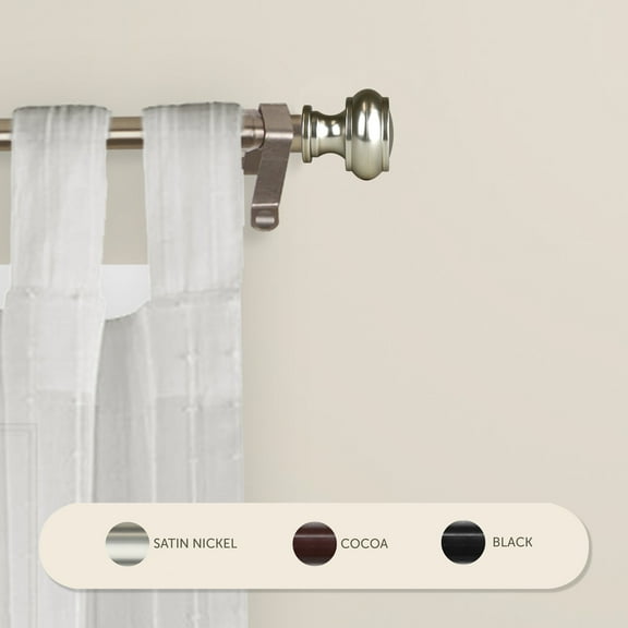 Domovina Katerina 7/16" Curtain Rod-Color:Satin Nickel,Size:18-28"