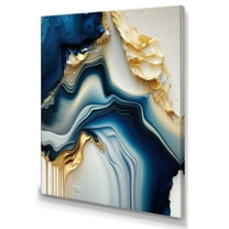 Designart Abstract Geode Gold And Blue Marble II Canvas Wall Art