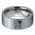thumbnail image 2 of Tungsten Love Heart Pleasure Positive Emotions Band Ring 8mm Men Women Comfort Fit Gray Flat Cut Brushed Polished, 2 of 4