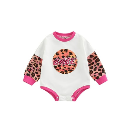 

FOCUSNORM Baby Romper Classic Letter Print Long Sleeve Round Neck One-Piece Bodysuit