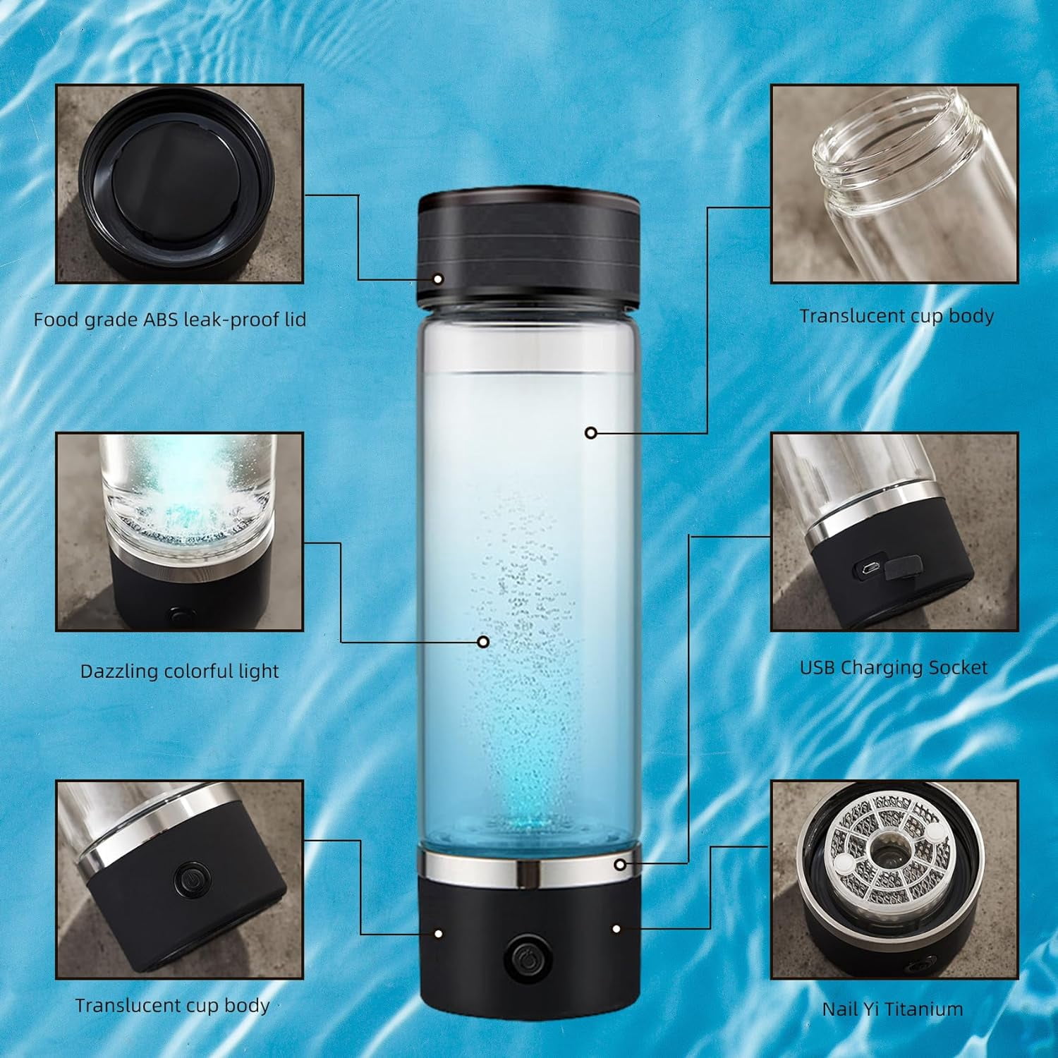 ZoJio SPE and PEM Technology 420 ml Borosilicate Glass Water Bottle