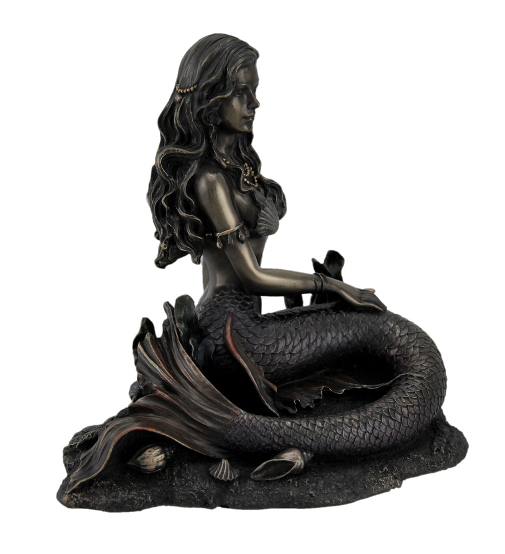 Enchanted Song Bronze Finish Mermaid Sitting On Ocean Floor Statue 