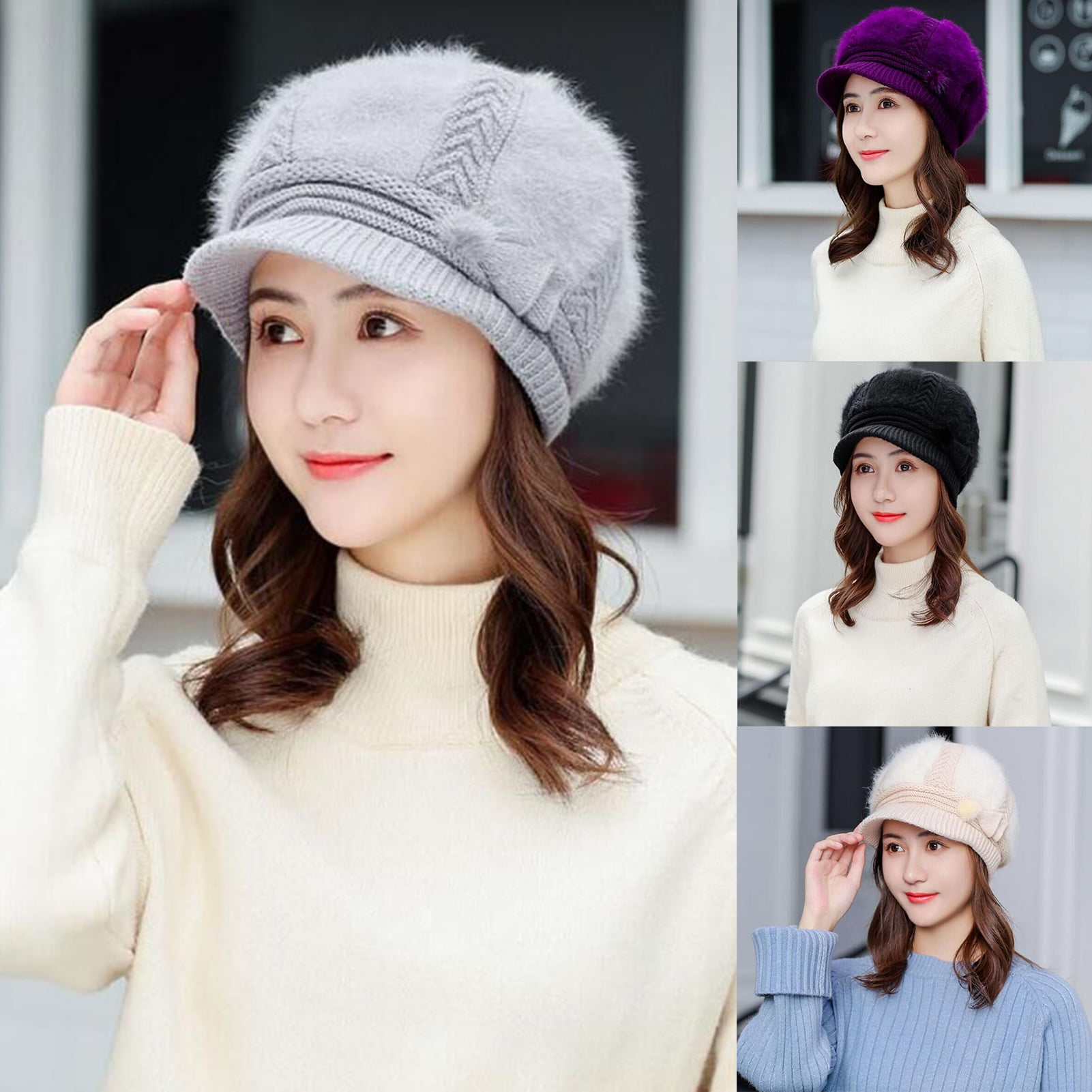 Fashion 9 Colors Warm Winter Women Beret Braided Baggy Beanie Hat Ski Cap MT 