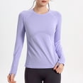 thumbnail image 6 of Crunowin Women’s High-Stretch Long-Sleeve Yoga Tee, Quick Dry Round-Neck Running & Workout Top Purple XL, 6 of 7