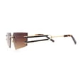 thumbnail image 3 of Luxurious Rimless Geometric Metal Frame Designer Style Sunglasses Gold Brown, 3 of 4