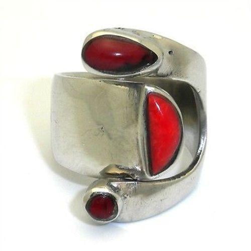 Bloodstone Alpaca Silver Wrap Ring