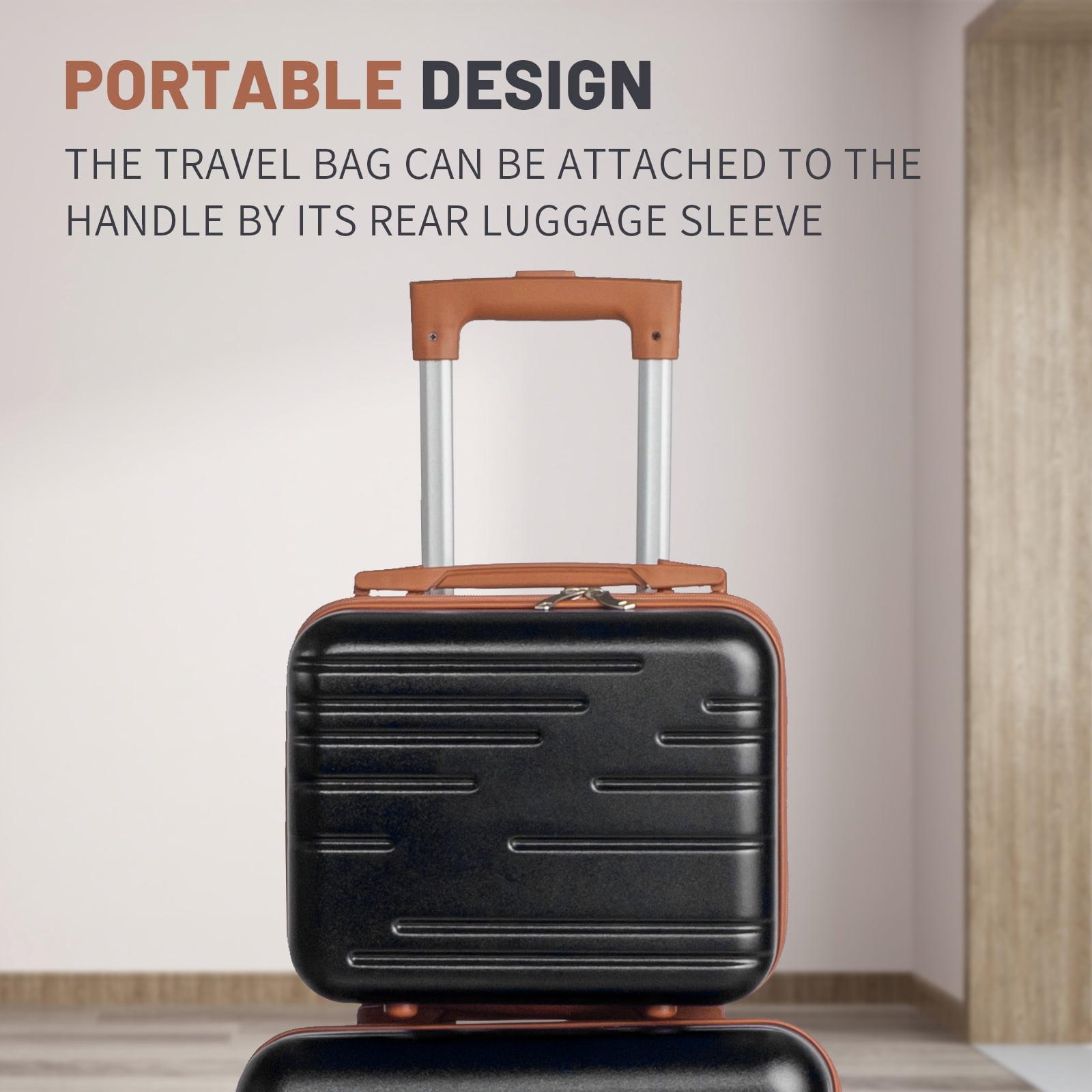 Zimtown Luggage 5 Piece Sets ABS Hardside Luggage Suitcase Set with Spinner Wheels and TSA Lock, Black