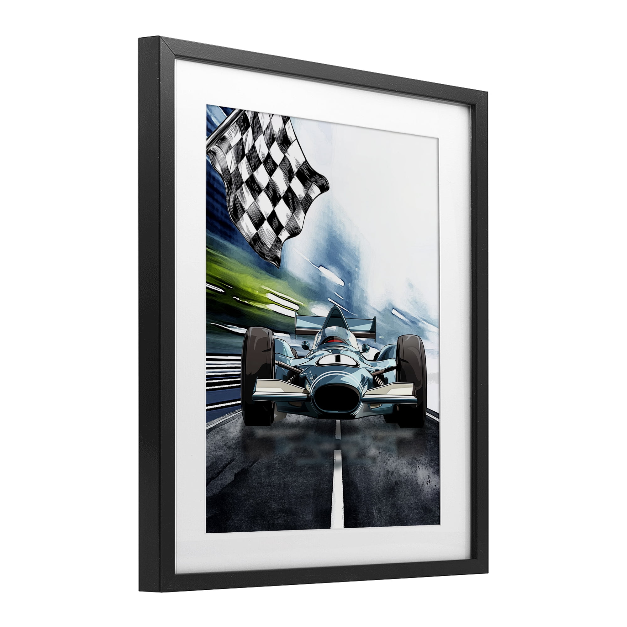 Stupell Industries Racecar Set Go Black Framed Print Under Glass, design by Christine Simpson Art