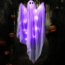 Halloween Decorations Outdoor Hanging Light up Ghost with Spooky LED Light,47” White Ghosts Halloween Hanging Decoration for Front Yard Patio Lawn Garden Party Decor