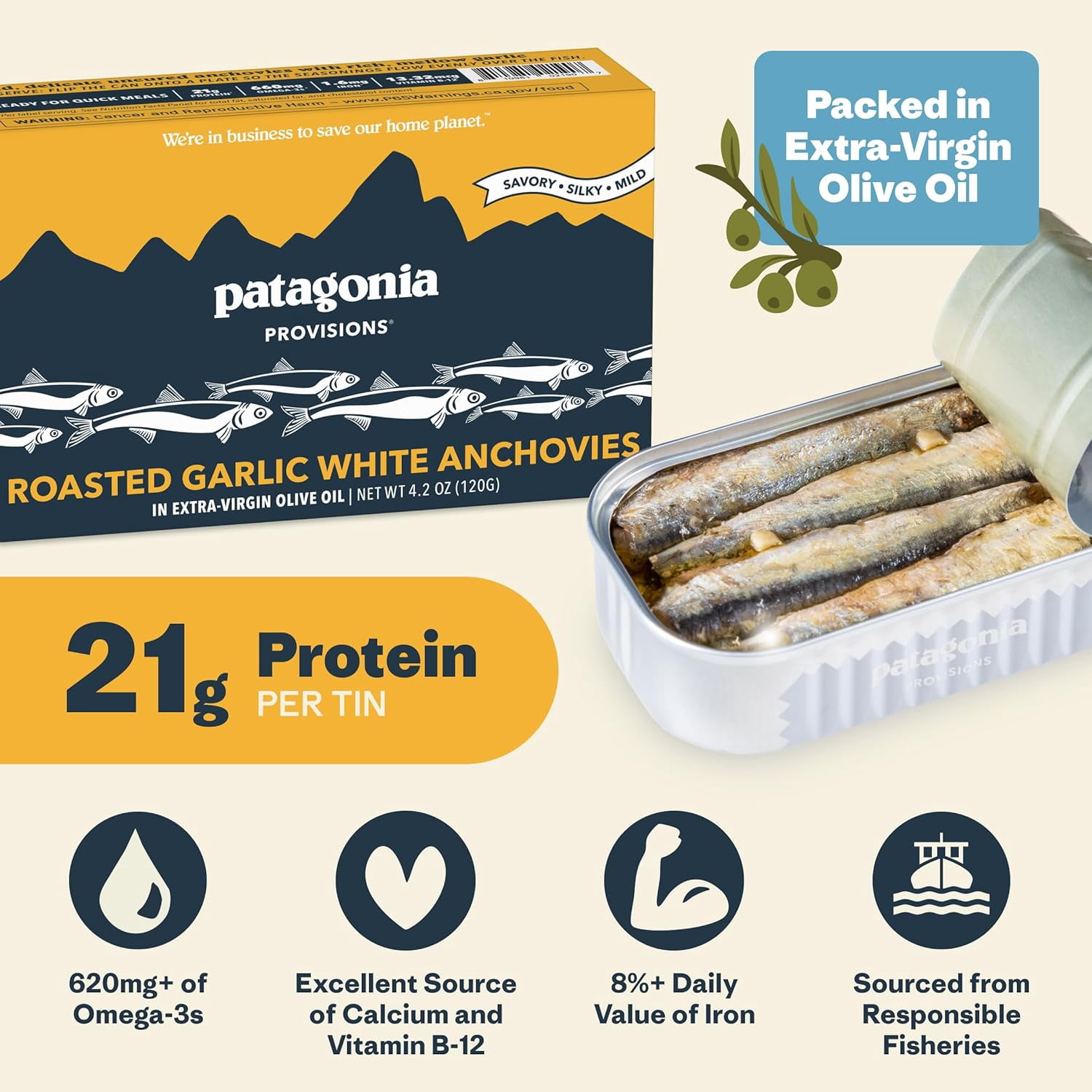 (Pack Of 10) Patagonia Provisions Anchovies Spanish Roasted Garlic 4.2 Oz