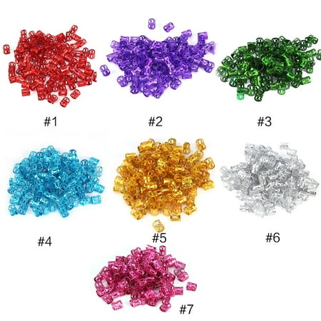 WALFRONT 100PCS/Bag New Colorful Hair Braiding Beads Rings Cuff Styling Decoration Tools 7 Colors    , Hair Beads, Hair Braid