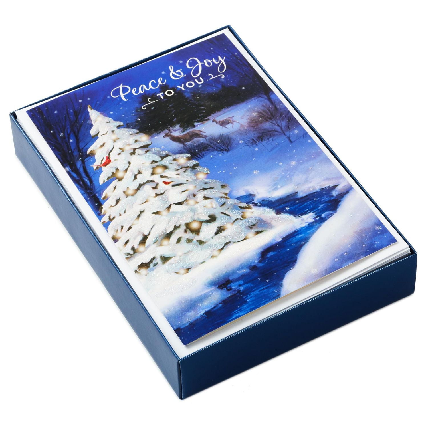 DaySpring Religious Boxed Christmas Cards (Peace & Joy Snowy Forest Scene), 18 ct.