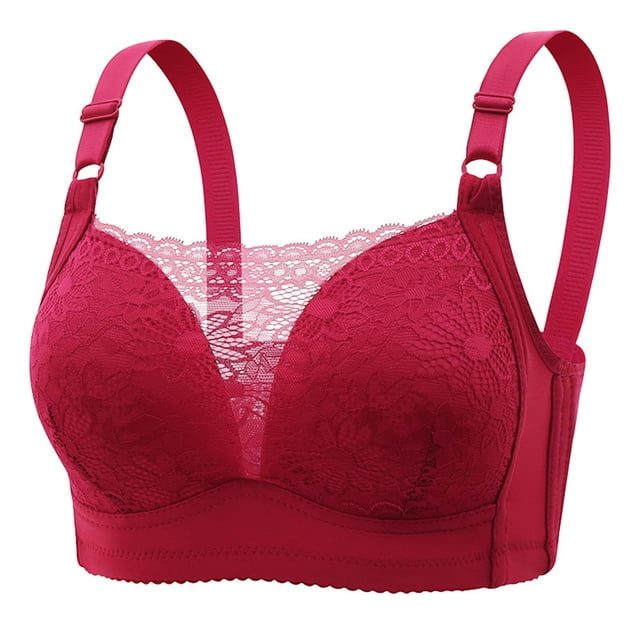 Gibobby Sujetador antiflacidez para mujer, cómodo y sexy, con encaje, antiflejes y sin anillo de Brasieres anchos de espalda(Vino,36)