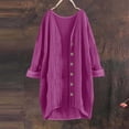 thumbnail image 2 of Lutiedan Long Sleeve Cardigans for Women Cotton Button Down High Low Cardigan Fall Casual Baggy Solid Cardigan,Purple,S, 2 of 6