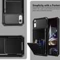 thumbnail image 6 of for iPhone XR Case Wallet ID Slot Credit Card Holder Spring Pocket for Men Women Scratch Resistant Dual Layer Protective Bumper Rugged TPU Rubber Armor Hard Shell Cover for iPhone XR 10R Black, 6 of 15