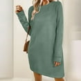 thumbnail image 4 of Busydd Women Dresses Solid Color Round Neck Fall Dress Trendy Long Sleeve Dress for Women Comfortable Mini Women's Casual Dresses with Pockets XL, 4 of 4