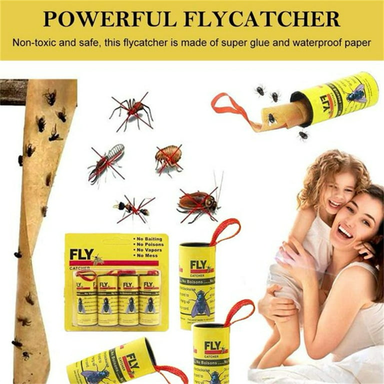  24 Rolls Fly Strips - Fly Tapes Fly Paper Sticky Fly Trap  Indoor/Outdoor Hanging,Fly Catcher Fly Ribbon Fungus Gnat Trap Fruit Fly  Killer for House/Kitchen/Plants/Horse Stable (24Roll) : Patio, Lawn