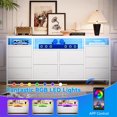 thumbnail image 4 of TV Stand with 10 Fabric Drawers for 65 70 75 Inches TV, 63" W Entertainment Center TV Console Table with LED Lights & Power Outlets & Open Storage Shelves, 4 of 8