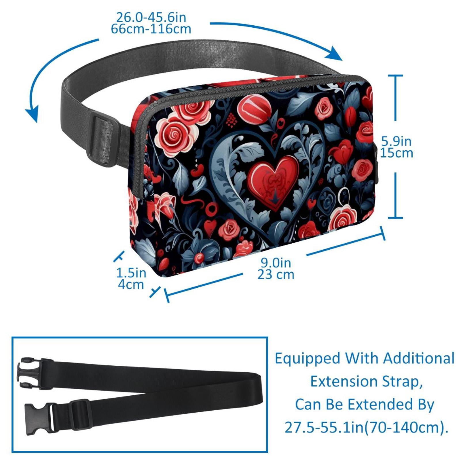 Valentine's Day Love Money Belt Waist Bag Fanny Pack - Lightweight Adjustable with Extension Strap Unisex