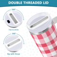 thumbnail image 5 of 30 oz Tumbler With Handle Stainless Steel Insulated Tumbler With Lid for Car Cup Holder Pink Checkered Pattern, 5 of 9