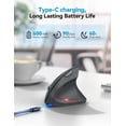 thumbnail image 3 of Ergonomic Mouse Rechargeable Bluetooth - 4800 DPI Vertical Mice 6 Adjustable Levels, Wireless Optical Carpal Tunnel Mouse Right Hand, Multi Device for Laptop, PC, Computer, MacBook - Grey, 3 of 8