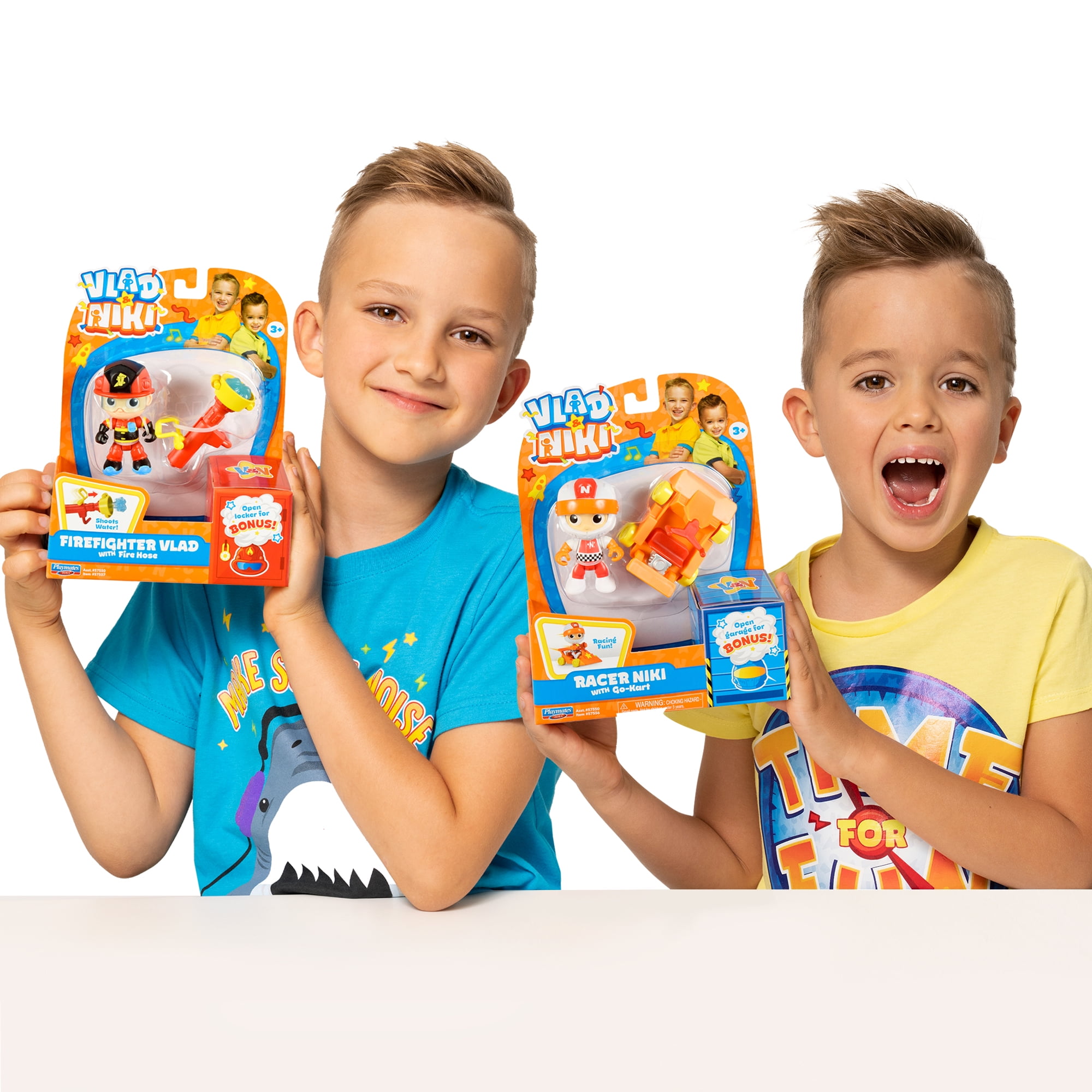 Vlad & Niki 3” Firefighter Vlad and Racer Niki 2-Figure Bundle with Accessories and Surprise Bonuses