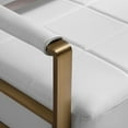 thumbnail image 3 of 57.9" Width Modern Upholstery Faux Bonded Leather Loveseat Sofa for Living Room Accent Love Seats for Small Spaces 2 Seater Couch Sofa Office Apartment Studio Furniture with Golden Metal Arms (White), 3 of 5