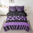 thumbnail image 2 of Feelyou Zebra Cheetah Print Twin Bedding Sets 7pcs, Purple Polkadots Bedding Comforter Set, 2 of 8